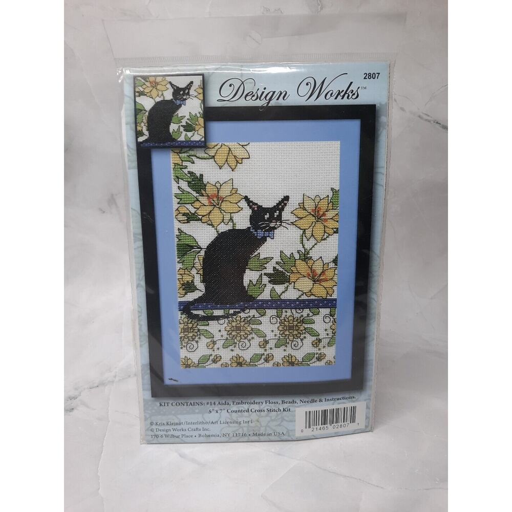 Design Works Counted Cross Stitch Kit Yellow Floral Cat 2807 5x7